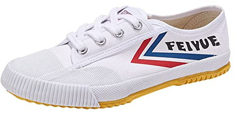 PENXZT Kampfsportschuhe, Unisex-Tai-Chi-Turnschuhe, Erwachsene, Kinder, Klassische Kung-Fu-Schuhe, rutschfeste, Modische Qigong-Trainer Aus Segeltuch,Weiß,45 EU