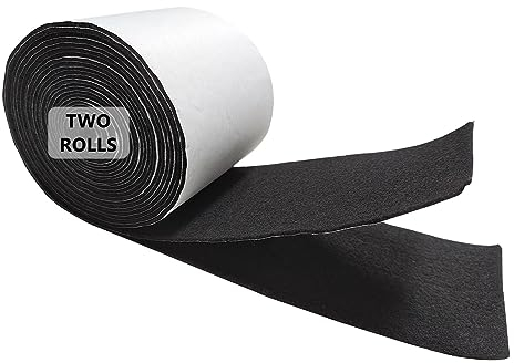 Jtnohx Schwarz Filz Selbstklebend, Filzband Selbstklebend, 10cmx2.5m Filz für Stühle, 1.4 mm dick 2 Rollen Rückseite Kleber Filzgleiter für Box Liner Cup Mat Bilderrahmen Möbel