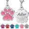 TEAYASON Hundemarke mit Gravur, Hundemarke Personalisiert für Hunde und Katzen, Hundehalsband Anhänger mit Glitzer Pfotenabdruck aus Zinklegierung(29x27mm Rosa)