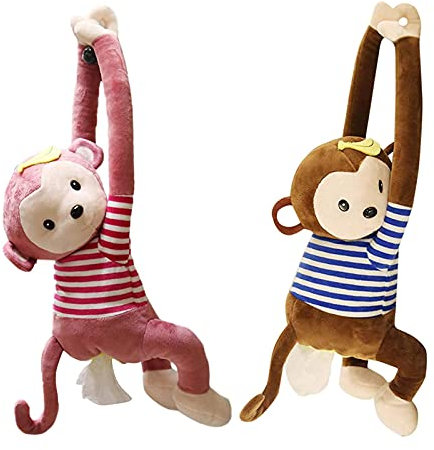 2 stücke Lustige Hängende Affe Tissue Box, Innovative Affe Butt Tissue Halter, Gefüllte Affe Puppe Tissue Spender Für Auto Haus