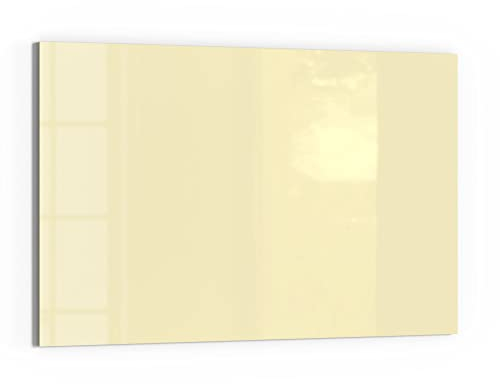 DEQORI Glas-Magnettafel | 90x60 cm groß | Unifarben - Beige | Memo-Board aus Glas | Magnetboard inkl. Magnete, Stift & Tuch für Küche & Büro | Tafel magnetisch & beschreibbar