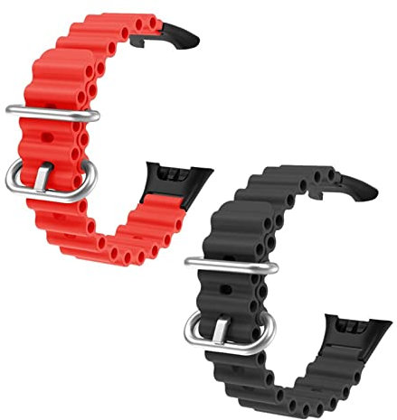 SABSEN 2 Stück Ocean Armband für Xiaomi Mi Band 7 Pro Armband, Einstellbare Länge Weiche Silikon Sport Armbänder Ersatz Kompatible mit Armband Xiaomi Mi Band 7 Pro für Herren Damen (J)