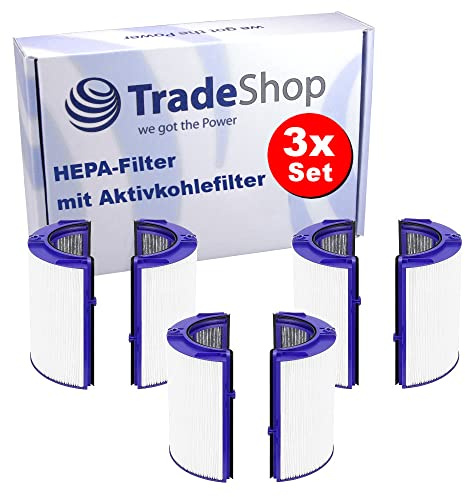 3x Trade-Shop HEPA-Filter inkl. Aktivkohlefilter kompatibel mit Dyson TP07 TP08 TP09 TP7A PH3A ersetzt 970341-01 965432-01 / Luftreiniger Ventilator