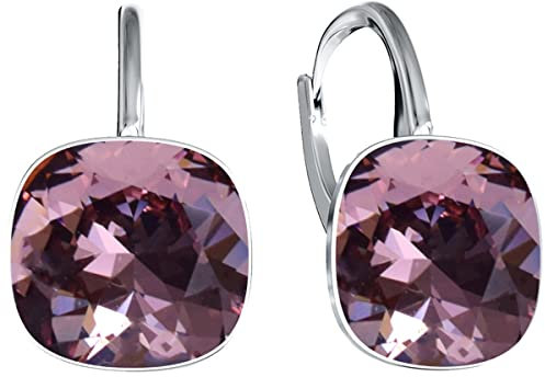 Damen Hängen Ohrringe Silber 925 mit Marken Kristalle Zirkonia - Schmuck Echt Silberne Hängende Ohrhanger für Frauen und Mädchen - Hängeohrringe Ideal Geschenk (Antique Pink)
