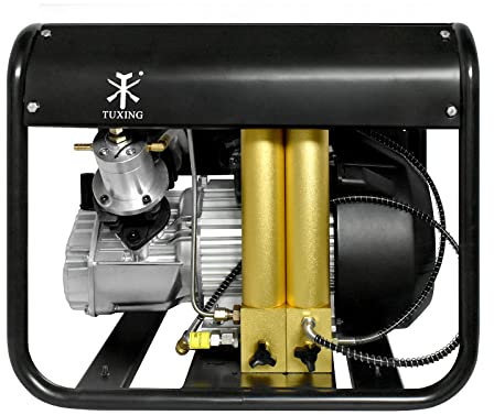 TUXING 4500Psi Pcp Air Compressor, Built-in Two Stage Filtration Water-Oil Separator Filter, Auto-Stop Version, for Paintball/Scuba Tank Compressor 220V(TXEDM042)