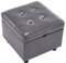 Luxury Faux Leather Storage Ottoman Toy Box Chair Seat Stool Upholstered Footstool Footrest Cube Pouffe Square For Living Room Bedroom (Grey)