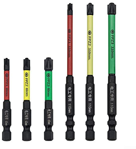 Lot de 6 embouts de tournevis cruciformes magnétiques pour électricien FPZ1 FPZ2