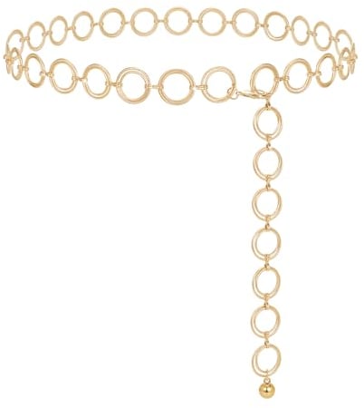 WERFORU Damen Gürtel Mode Taillengürtel O-Ring Kettengürtel Verstellbare Taillenkette Hüftkette für Kleider Gold