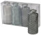Blumenvase im 4er Set aus Glas in Flaschenform mit Relief Veredelung Dekovase Blumenvase für Ihren Wohnraum - Hellgrün