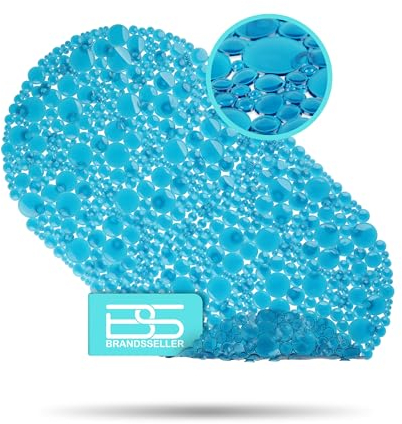 Brandsseller Badewannenmatte 67x37 cm Badewanneneinlage Antirutschmatte Wassetropfen Design Oval Blau