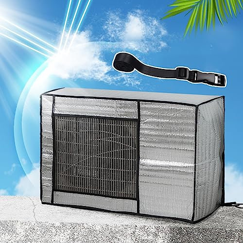 UTOYA Air Conditioner Aluminum Foil Cover For Outside AC Units, Waterproof Heavy Duty Compressor Units AC Cover With Vent Mesh And Strap,customizable (Color : Silver, Size : 2P/86 * 35 * 60cm)