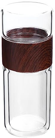 Vctitil Glass Tea Bottle,Double Wall Glass Water Bottle Travel Tea Mug with Stainless Steel Filter Tea,Portable Travel Tea Mug for Loose Tea Flower Tea