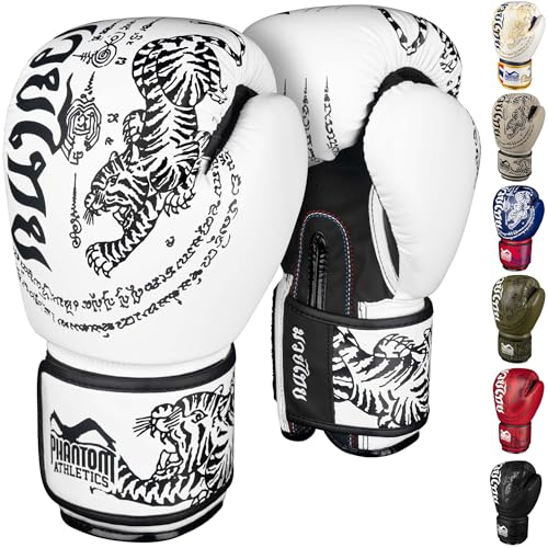 Phantom Athletics Boxhandschuhe Männer - Muay Thai | MMA und Kickbox | 10-16oz Boxing Gloves für Kampfsport | Box Handschuhe Herren, Damen und Kinder (Muay Thai - Weiß, 14 Oz)