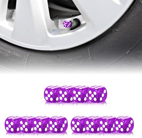Wekuw 12 pcs Ventilkappen, Reifenventilkappen Auto-Reifen Ventilabdeckung Reifenventilkappen Würfel Auto Ventilkappen Abdeckung Korrosionsbeständig, für Lastwagen, Motorräder, Fahrräder (Lila)