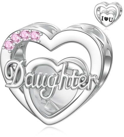 LANBEIDE Tochter Charms für Pandora Charms, 925er Sterlingsilber Liebes Herz Beads Familien Beads für Pandora Armband, Geburtstagsgeschenke für Frauen und Mädchen