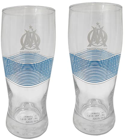 OLYMPIQUE DE MARSEILLE 2 x Verre à Bière 30 cl Om Collection Officielle