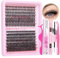 Goddvenus Eyelash Extension Kit Lash Extension Kit 280Pcs Individual Eyelashes D Curl Russian Cluster Lashes Glue Bond and Seal and Tweezers, DIY Cluster Lashes Kit