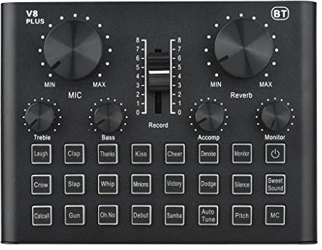 DLOETT V8 Plus Live Carte son pour Streaming 15 Effets USB Audio Mixer pour Microphone Changeur de Voix