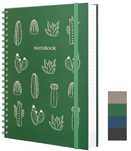 RETTACY A5 Spiral Notizbuch, Hardcover Wirebound Notizbücher, 160 Seiten College Liniertes für das Schreiben, 100gsm dickes Papier, für Frauen Arbeit Schule Zubehör 9,4 x 14,5cm - Dunkelgrün