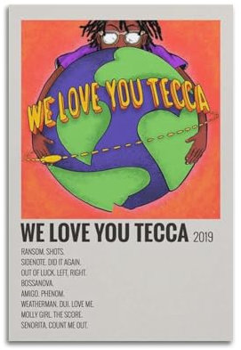 FGTGWFC Lil Tecca We Love You TeccaAlbum-Cover-Poster, Musikposter, Leinwand, Wandkunst, Poster, Schlafzimmer-Dekor, Jugendhaus-Dekor, Kunst, 60 x 90 cm, ungerahmt, 30