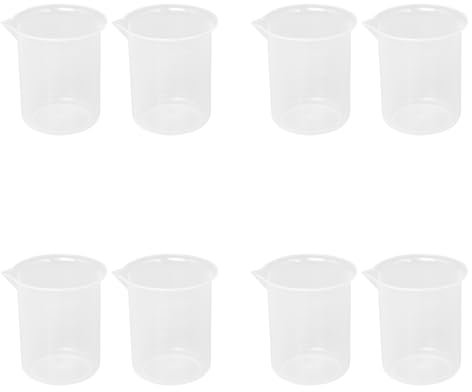 Huhudyy Cocina Laboratorio Graduado Vaso Espesan la Medidora de Plastico Transparente con Tapa Jarro 200ML 8 Unids de Medicion