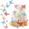 ZEYIYER Lot de 72 décorations de cupcakes en papier gaufrette pour gâteaux de mariage, fête d'anniversaire, fête prénatale, décoration alimentaire (couleur mélangée)
