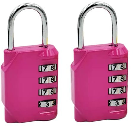 Candado Taquilla SNZ de Combinación de 4 Dígitos de Aleación de Zinc - Seguro y Resistente, Para Escuela, Gym, Mochila, Caja y Más - Resistente a Clima y Heladas (2 piezas Rosa)