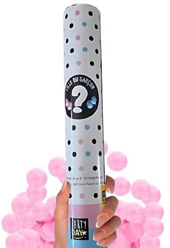 Juego de 2 cañones para confeti Gender Reveal Rose - 30 cm | para Baby Shower & Revelación de sexo | Fácil de usar - Ideal para fiesta de nacimiento | Zenda Club