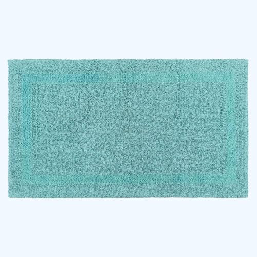 Homescapes Premium Badematte Aqua, Badvorleger 50x80 cm, Badteppich Baumwolle mit Wende-Design