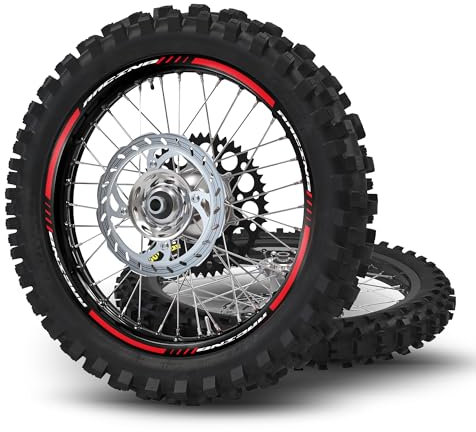 Kit Adesivi Cerchi Universali per Motocross Enduro Ruote da 18 19 21 pollici Compatibili con Ktm Honda Beta Husqvarna Suzuki Kawasaki Fantic GasGas Racing (Rosso)