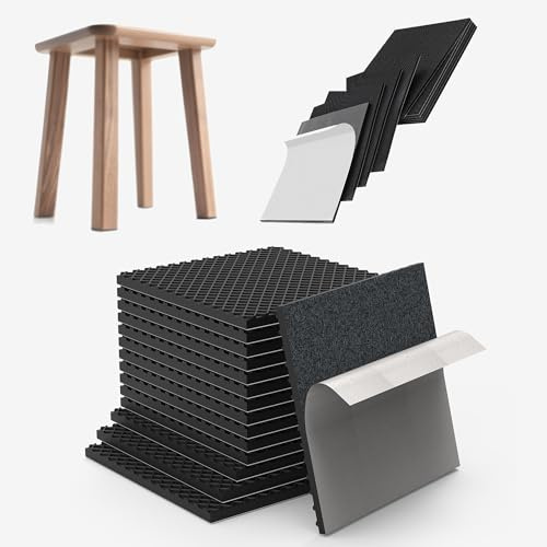 Anti-Rutsch-Pads für Stühle, 15 Stück 75 mm Quadratische Silikon | Möbelstopper mit Gitterstruktur, Selbstklebende Bodenschoner gegen Kratzer für Parkett, Laminat und Holzböden