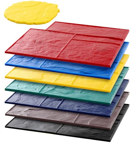 AmazingSpark Beton-Stempelmatten-Set, weiche harte Formen, Polyurethan-Beton-Textur-Stempel, mehrere Farboptionen, langlebig und einfach zu bedienen, für Terrassen, Einfahrten, Gehwege, 60,3 x 60,3 cm