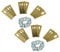vhbw 18x Lama di ricambio compatibile con Honda Miimo 500, 310, 3000, 520 tagliaerba - oro/argento, in acciaio (rivestito in titanio)