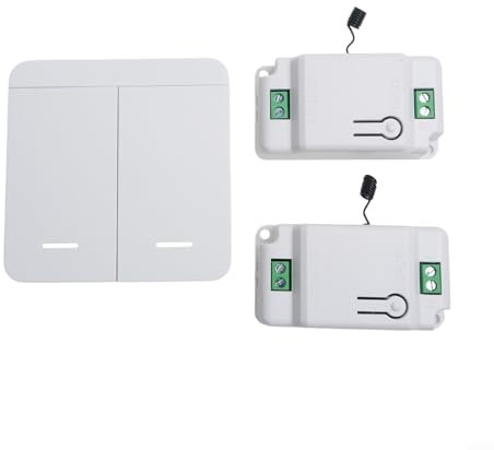 Lot d'interrupteurs sans fil - Télécommande - 2 vitesses - Avec 2 récepteurs - Pour l'intérieur et l'extérieur - Portée jusqu'à 660 pieds - Sans câblage - Interrupteur sans fil - Télécommande
