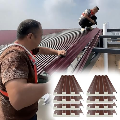 Elitix 4 5 6 Ft Roofing Panel Cladding 4 8 Pack, Corrugated Awning Roof Panels for Balcony Cover, Outdoor Patio Swing Canopy Replacement Top Tiles Board(Brown,8 PCS_L 1.83M/72IN/6FT)