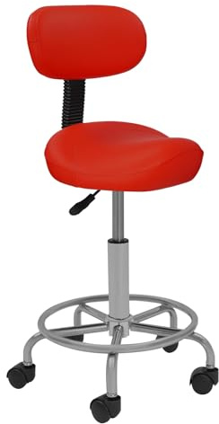 Tabouret à selle réglable en hauteur – Tabouret ergonomique avec dossier, pivotant à 360° et tabouret de bar, charge maximale 150 kg