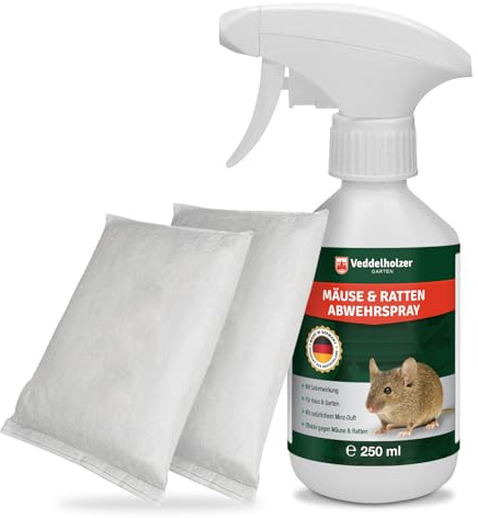 Veddelholzer 250 ml Mäuseabwehr Set mit Duftsäckchen natürliches Mäuse und Rattenabwehrmittel für Innen & Außen, Haus, Garten, Keller effektiv, hochwirksam Mäuse vertreiben ohne Gift und Chemie