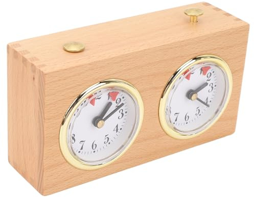 OVAQUIXI Analoge Mechanische Schachuhr aus Holz, Stressabbauende Dekoration für Wettkämpfe, Maße 6,06 X 2,17 X 3,54 Zoll für Schachspieler und -Institute, ABS/Holzverbundwerkstoff/Eisen
