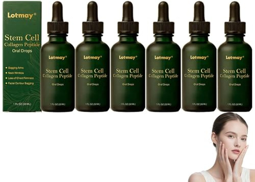Lotmay Stammzellen-Kollagen-Peptid-Tropfen, Flüssiges Multi-Kollagen-Peptid-Nahrungsergänzungsmittel, Hydrolysiertes flüssiges für straffe Haut, Haare und Nägel (6)