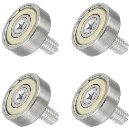 QUARKZMAN 4Pz Rotelle Box Doccia 19mm x 6mm Passo 2mm, Ruote di Ricambio Puleggia a Rulli con Cuscinetti in Acciaio per Guida Binari per Porte Scorrevoli Finestre, M6 x 10mm Filettatura