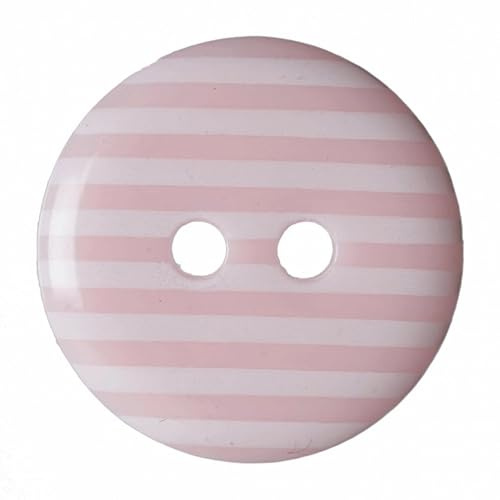 Two Hole Pink Striped Buttons 15mm 6pk