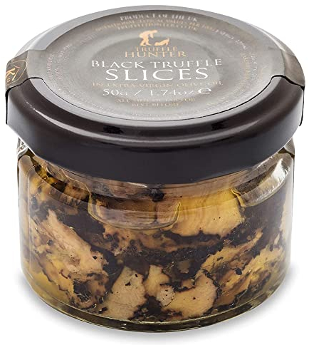 TruffleHunter - Tranches de Truffes Noires - Truffes Conservées dans de l'Huile d'Olive Extra Vierge - 50g