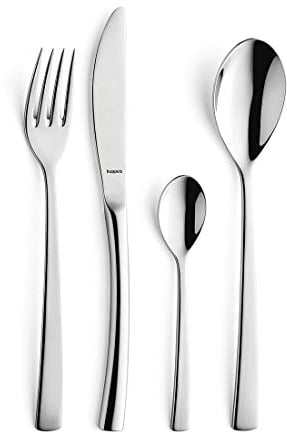 KUPPELS | Besteckset SOUL 24-teilig | Raffiniertes Besteck Set 6 Personen | Hochglanzpoliert | Edelstahl | Spülmaschinengeeignet | Essbesteck | Wellenschliff Messer