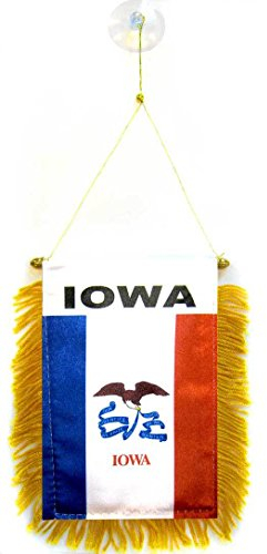AZ FLAG - Wimpel Iowa - 15x10 cm - Bundesstaat Iowa Mini Flagge 10 x 15 Cm - Auto Pennant Spezielle Auto
