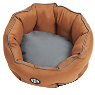 Buster Hundebett, Kokon-Design, 45 cm, Stahl grau/Leder braun Paspelierung