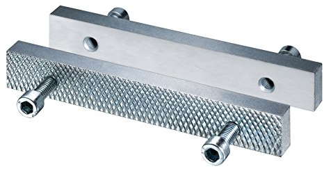 HEUER Wechselbacken für HEUER Schraubstock 140 mm, Stahl, gehärtet, verzinkt, wend- und wechselbar, eine Seite glatt, andere Seite geriffelt