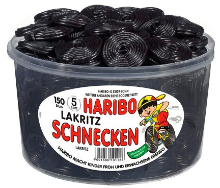 Haribo Schnecken 150 Stück in Runddose, 1500g