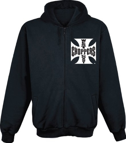 West Coast Choppers WCC Hoodie Iron Cross Zipper Schwarz-XXL