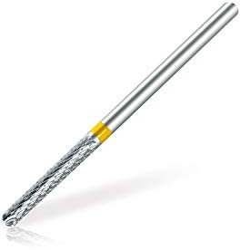 promed Hartmetall Bit Aufsatz gelbe Serie, lang, Kreuzverzahnung extra feine Körnung autoklavierbar, für Kunstnagelmodellage Maniküre Acryl Gelnägel