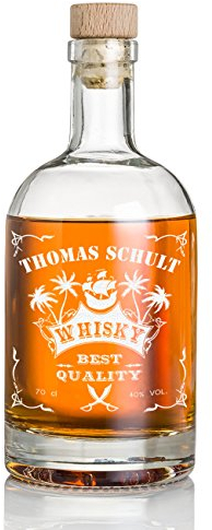 polar-effekt Bottiglia di whisky con incisione – Idea regalo per compleanno, Decanter Whiskey Caraffa con tappo in sughero 0,7 l – Idea regalo per uomini – Motivo nave pirata